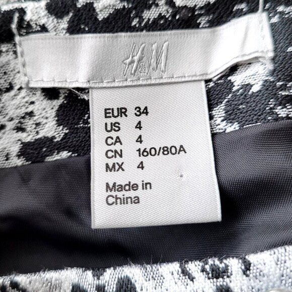 H&M Office Career Black Silver Gray Sleeveless Fitted Sheath Geometric Dress - Picture 5 of 6